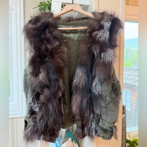 Love Token Green Vest with Luxurious Fur Trim